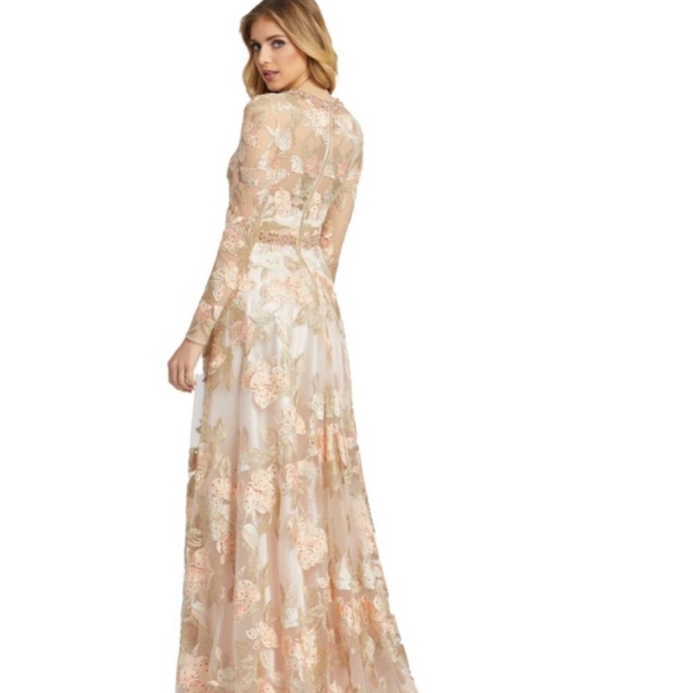 Mac Duggal 79287D flower embroidery elegant peach